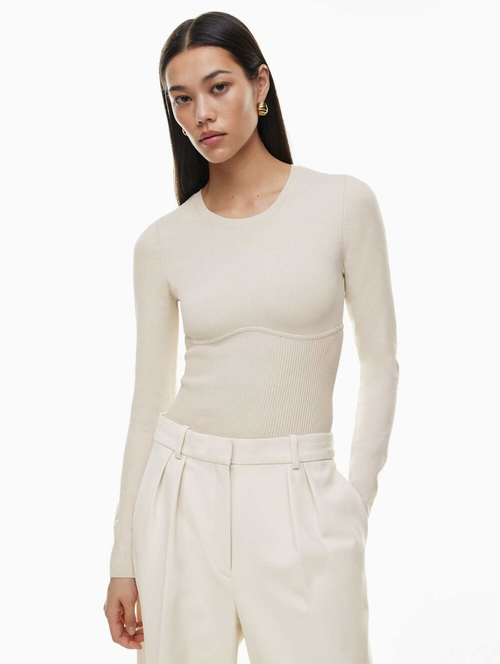 Aritzia Babaton Sculpt Knit Empire Long sleeve Top L
